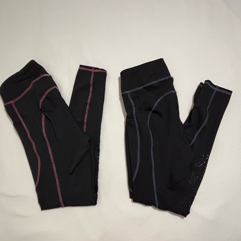 Riding Sport Girls Leggings with Pink and Blue Stitching
